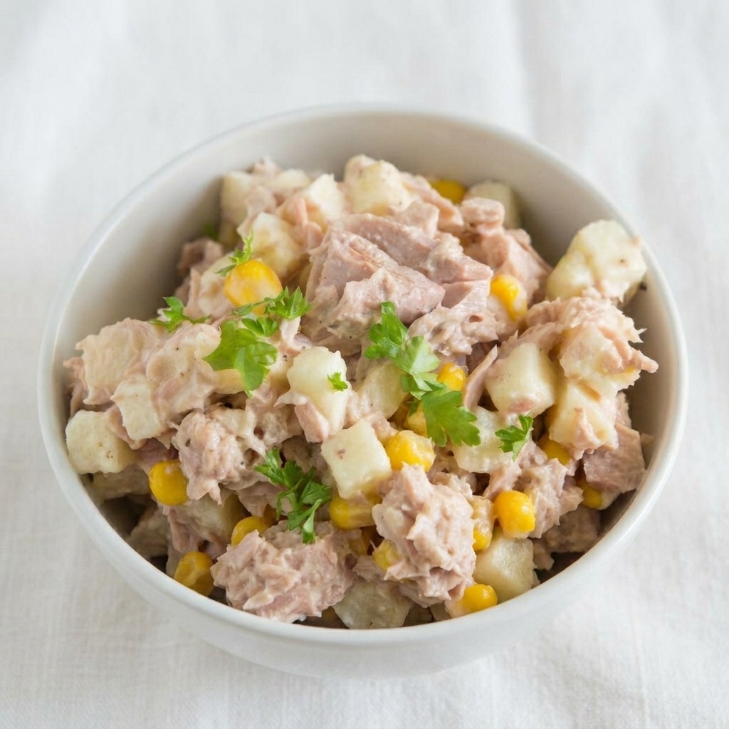Salade froide complète de thon, maïs et pomme