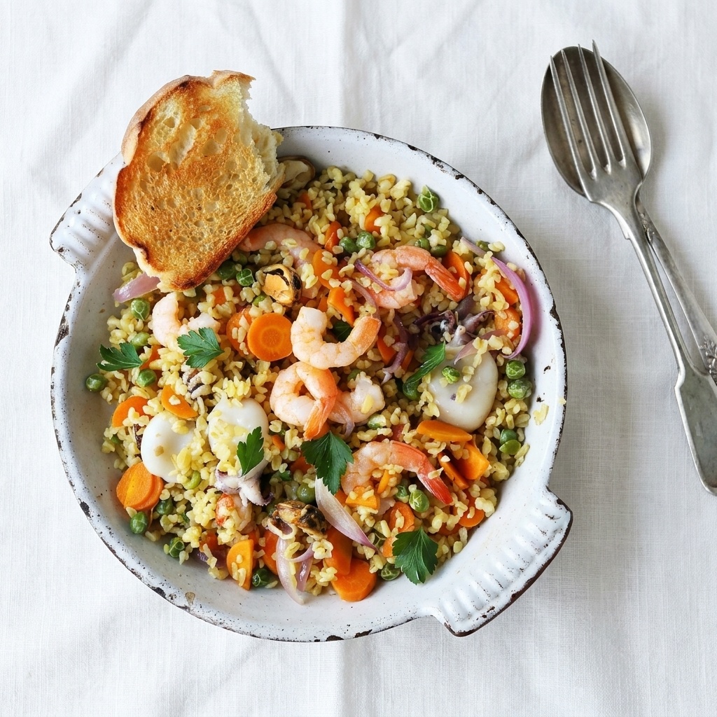 Salade de blé aux crevettes roses